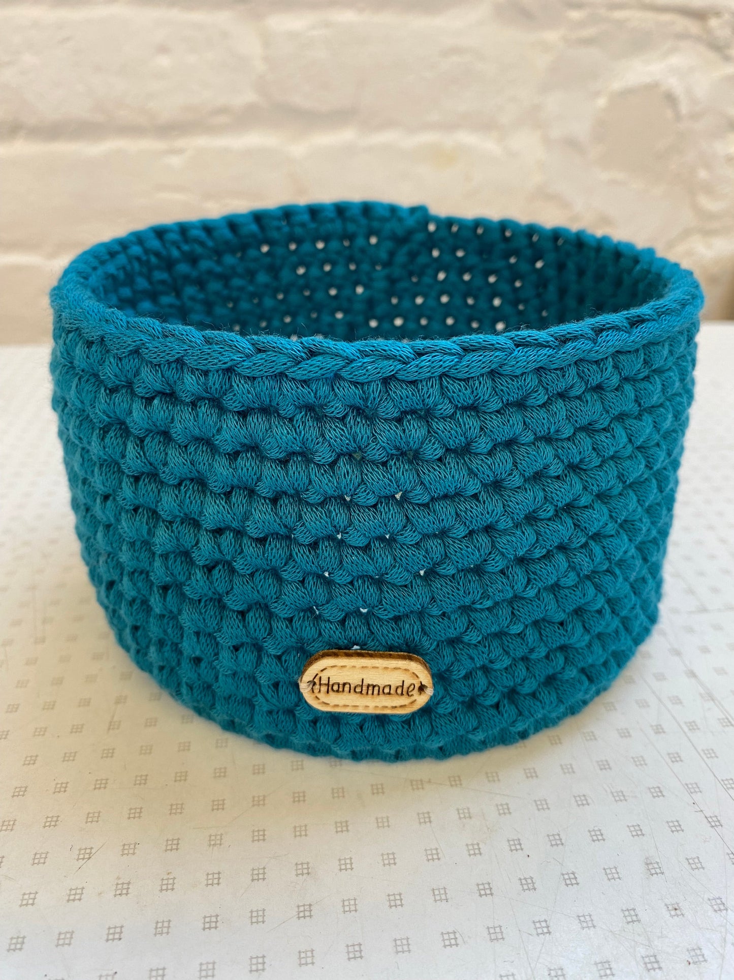Handmade Crocheted Basket 15cm Round