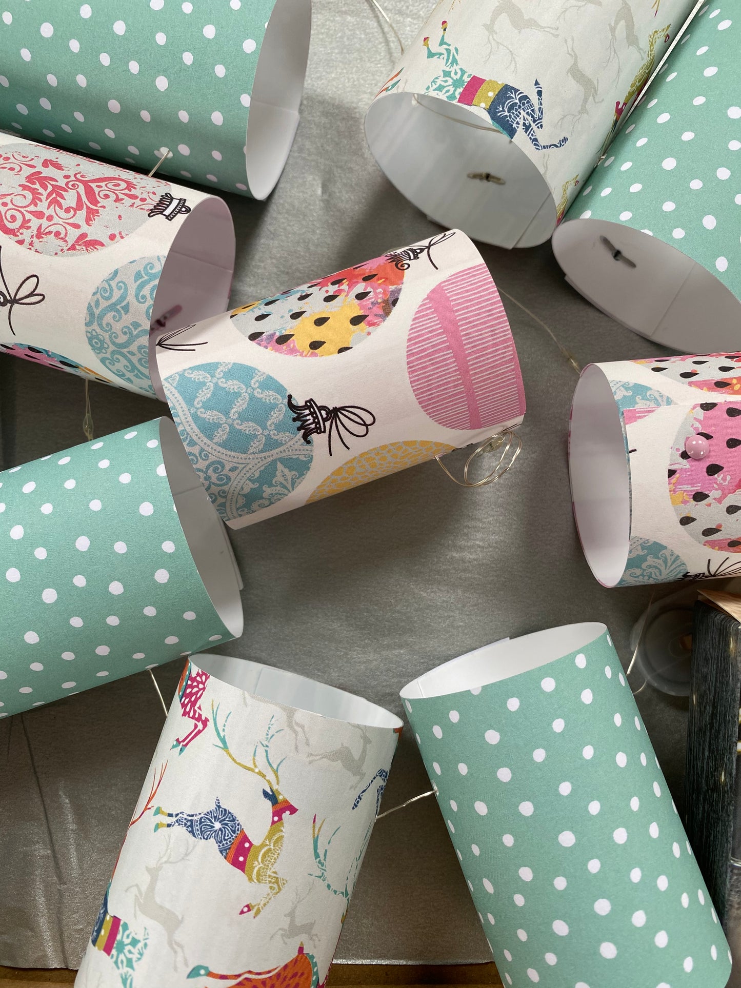 Handmade Mini Lampshade Fairy Lights Bunting Christmas Designs
