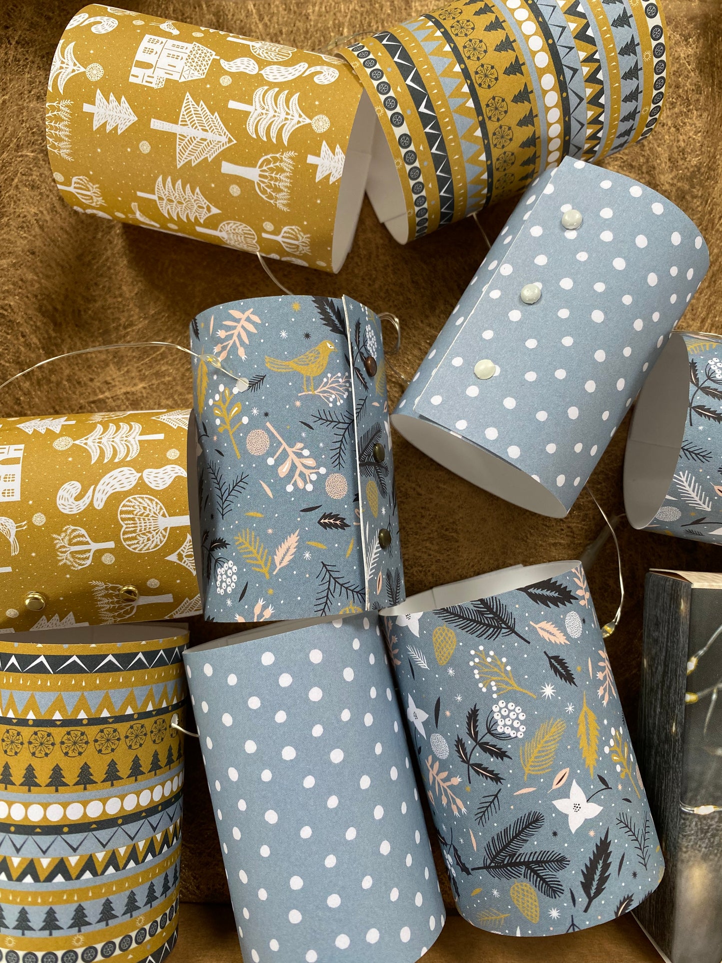 Handmade Mini Lampshade Fairy Lights Bunting Christmas Designs