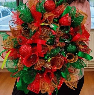 Deco Mesh & Ribbon Christmas Wreath Kit