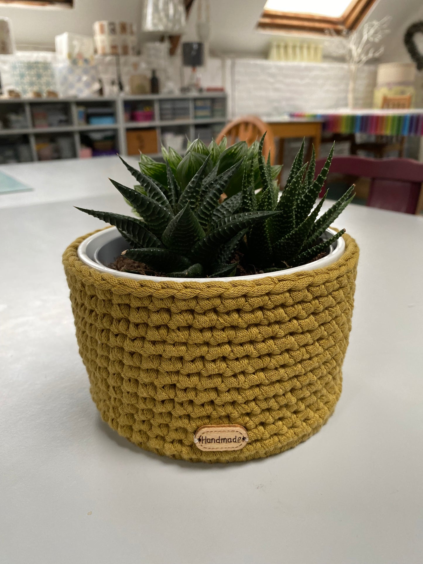 Handmade Crocheted Basket 15cm Round