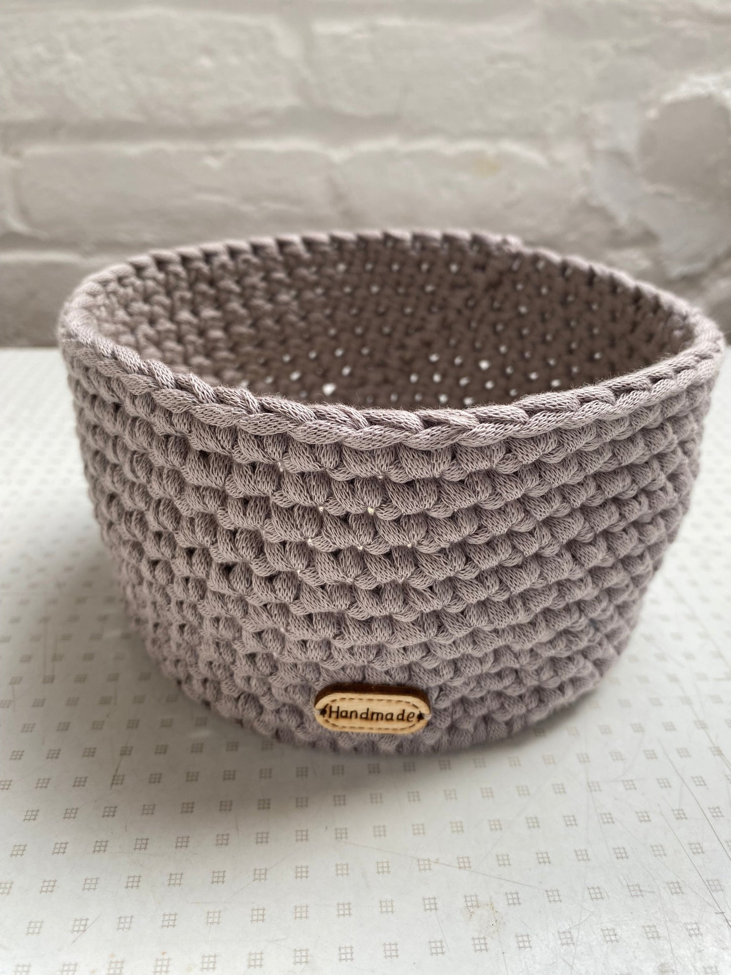Handmade Crocheted Basket 15cm Round