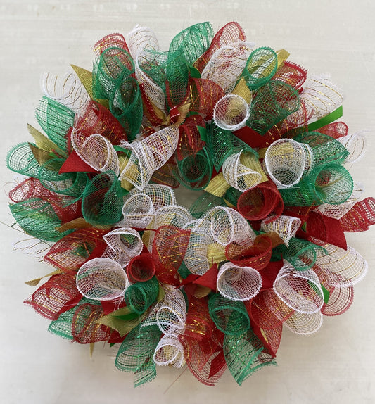 Deco Mesh & Ribbon Christmas Wreath Kit