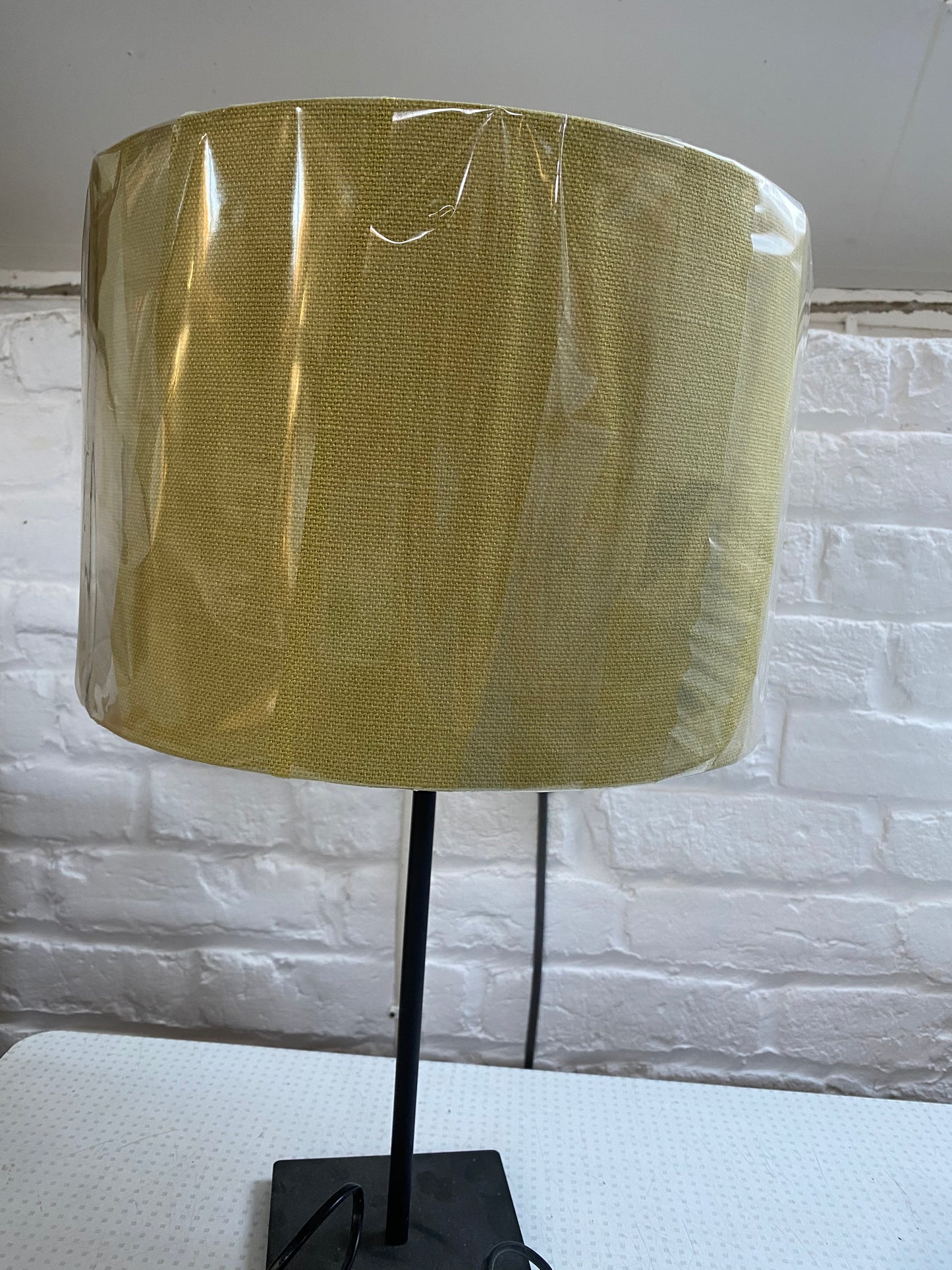 Handmade 30cm Drum Double Sided Green Lampshade with Honeysuckle Lining