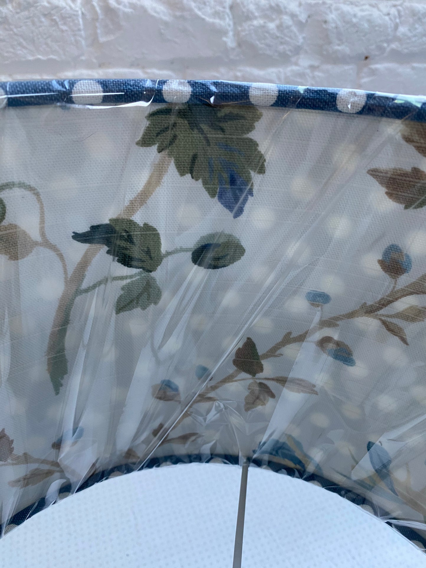 Handmade 30cm Drum Double Sided Blue & White Spot with Leaf Design Lining