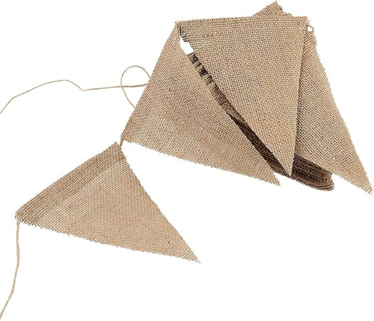 Hessian Burlap Bunting, Rustic Jute Triangle Bunting Banner Flags