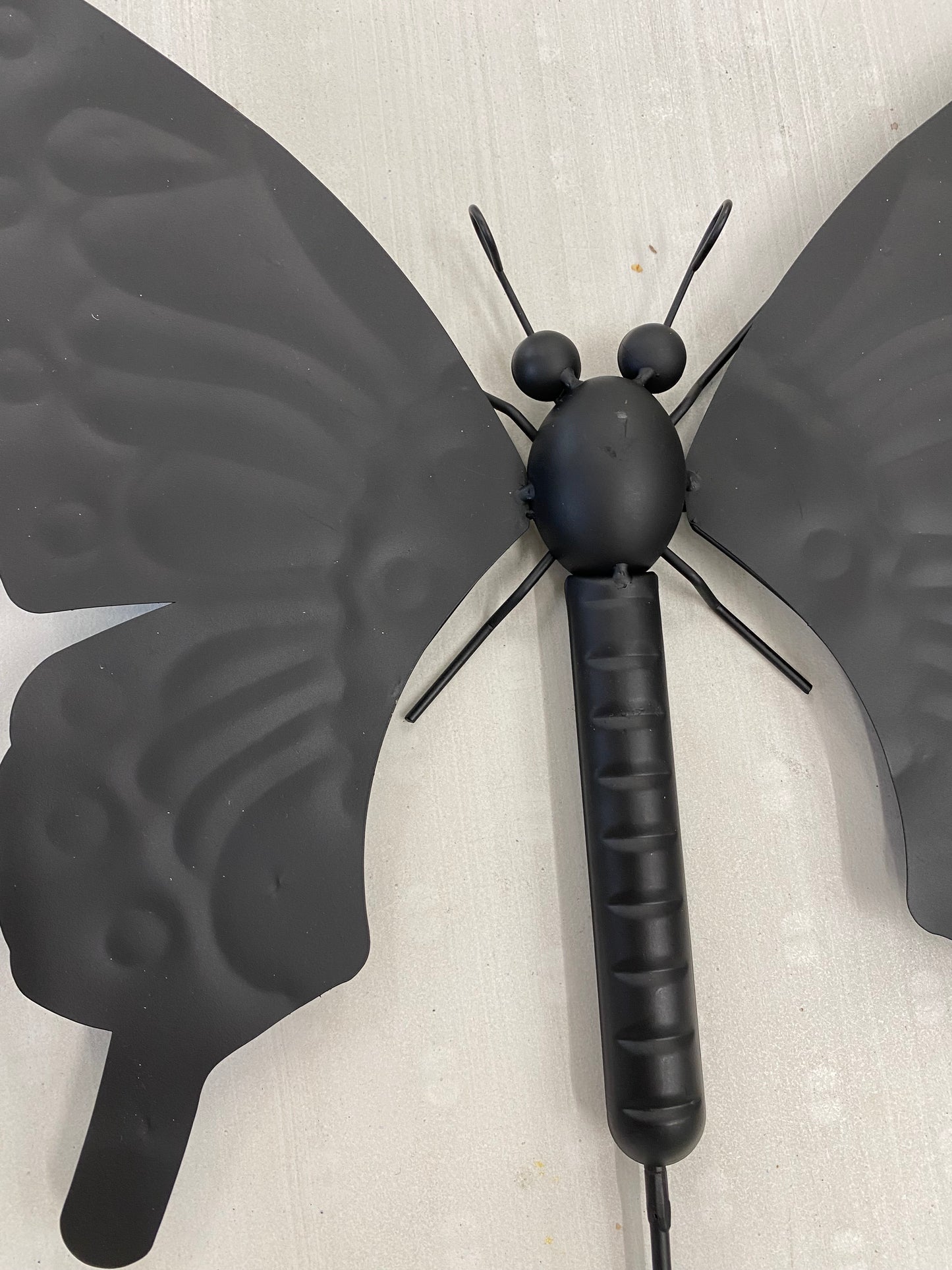 Matte Black Metal Butterfly Mosaic Base with Garden Stake (92cm max. x 38cm)