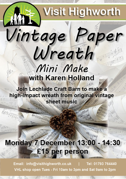 Vintage Paper Wreath Mini Make Workshop at Visit Highworth - Monday 7th December 2026