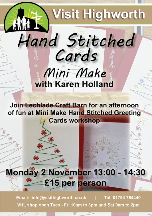 Hand Stitched Greeting Cards Mini Make Workshop at Visit Highworth - Monday 2nd November 2026