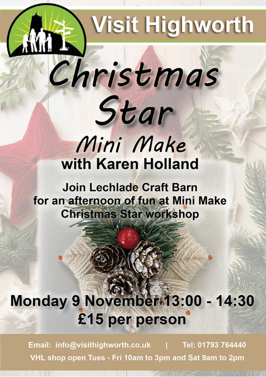 Christmas Star Decorations Mini Make Workshop at Visit Highworth - Monday 9th November 2026