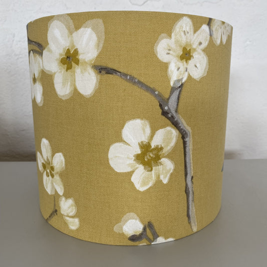 Handmade 20cm Drum Lampshade Mustard Yellow Floral